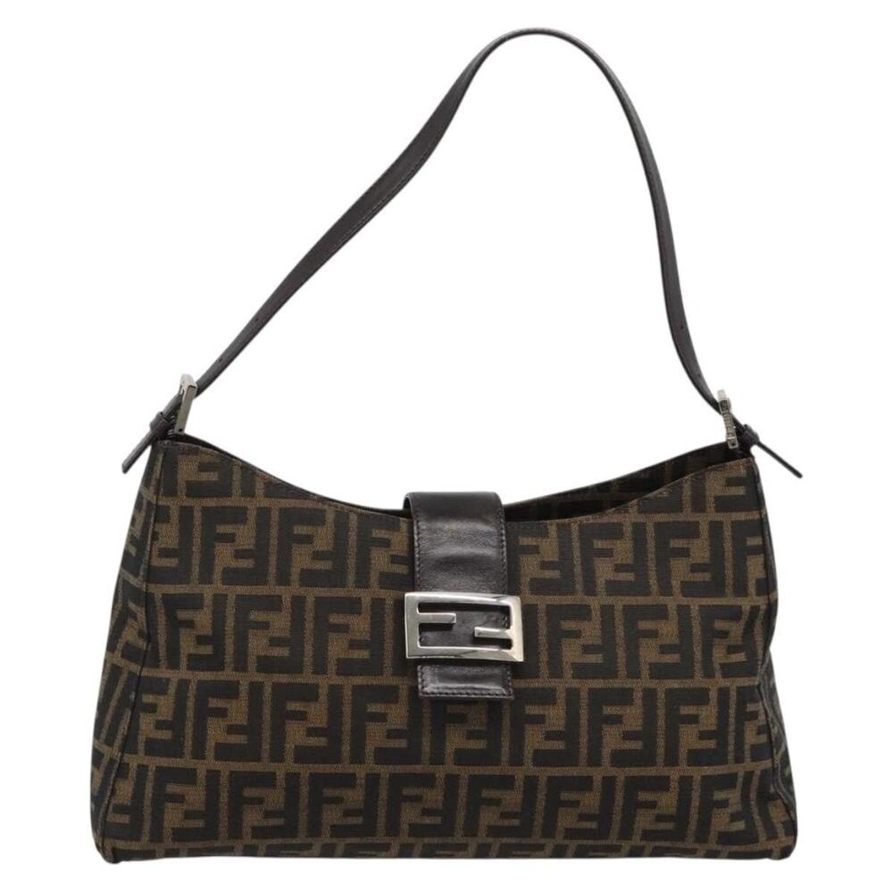 Fendi Zucca Mamma Baguette Shoulder Bag Black